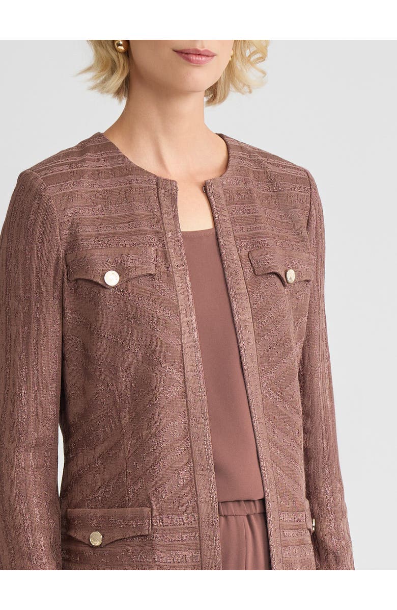 Misook Tailored Tonal Striped Knit Jacket, Alternate, color, Midnight Umber