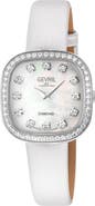 GEVRIL Infinita Diamond Leather Strap Watch