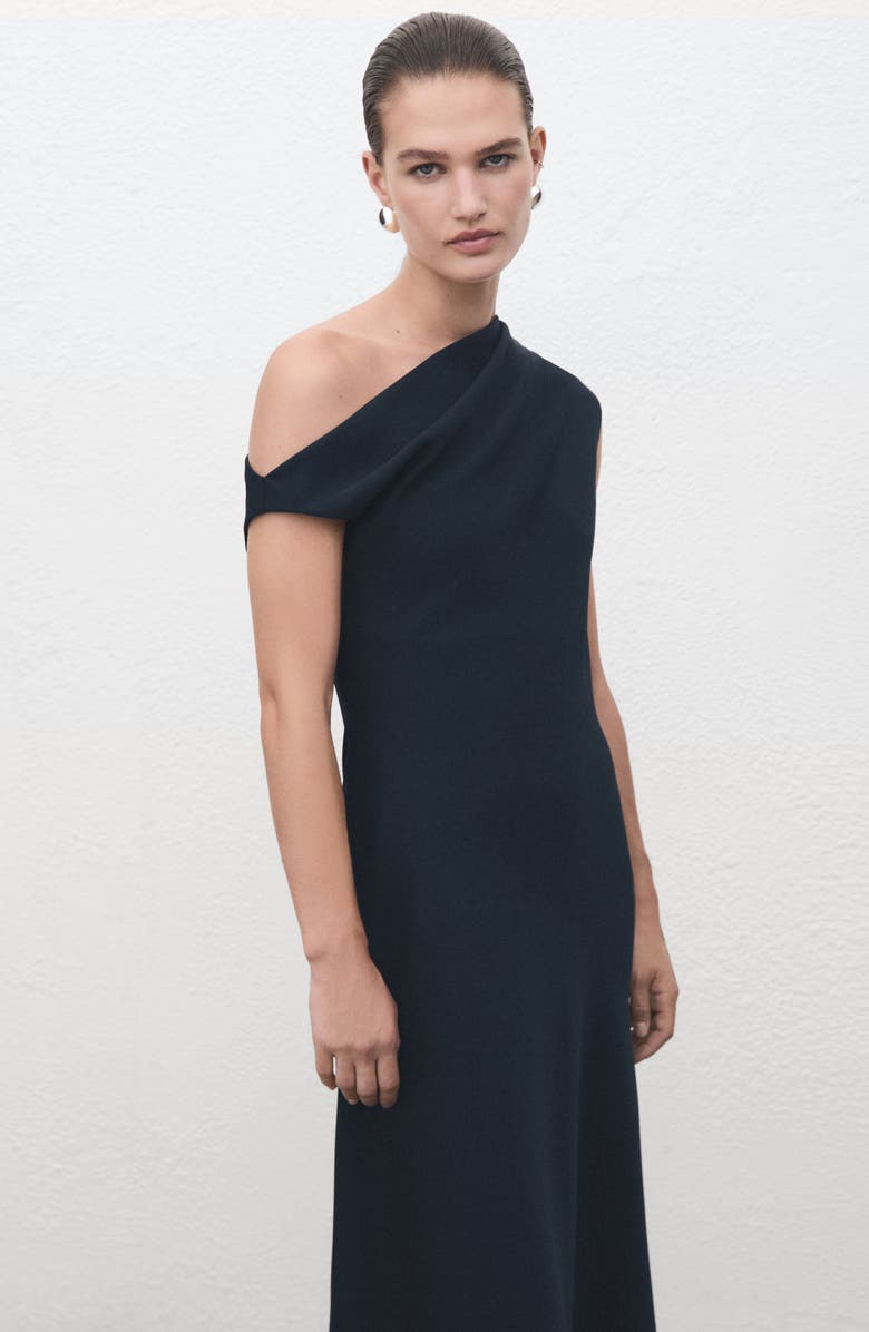 MANGO Asymmetric Maxi Dress, Alternate, color, Navy