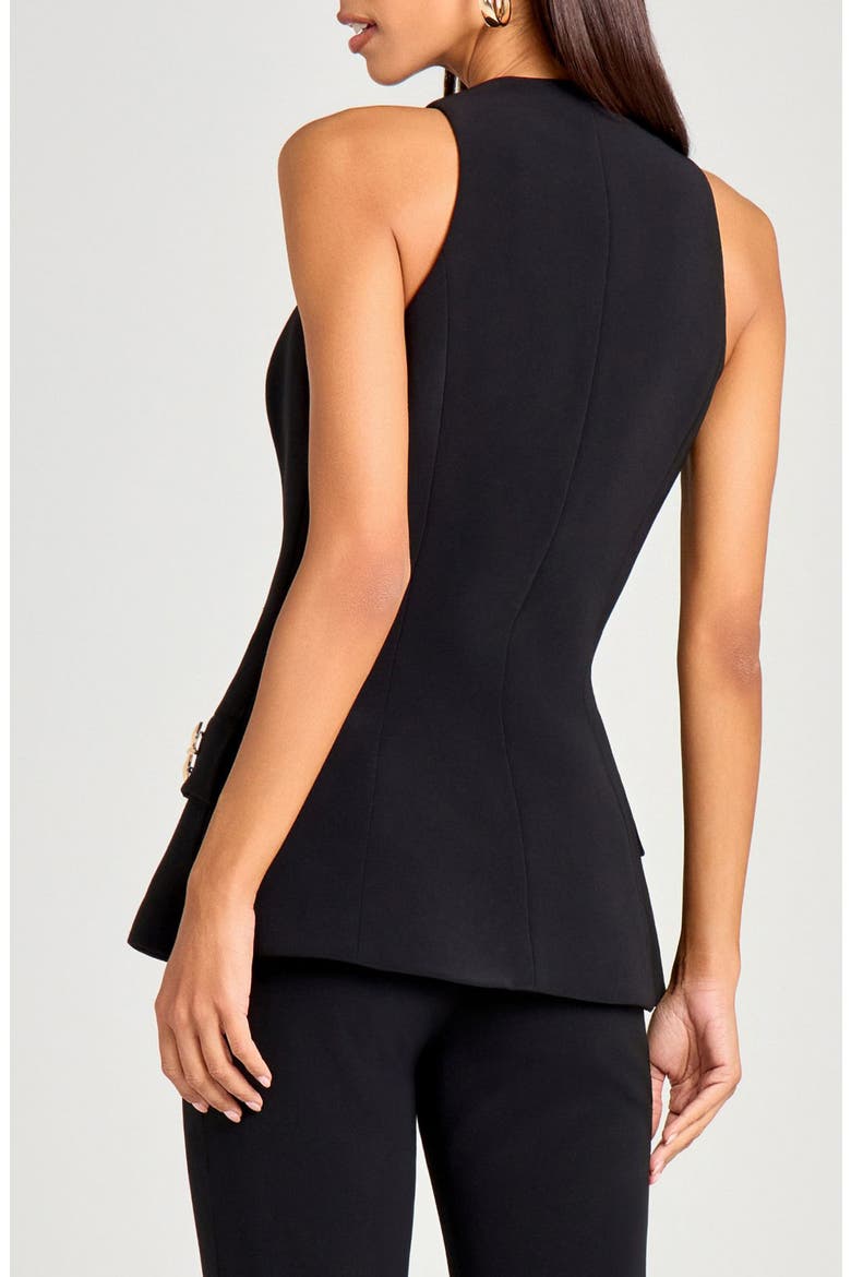 Zoe Peplum Waistcoat, Alternate, color, BLACK