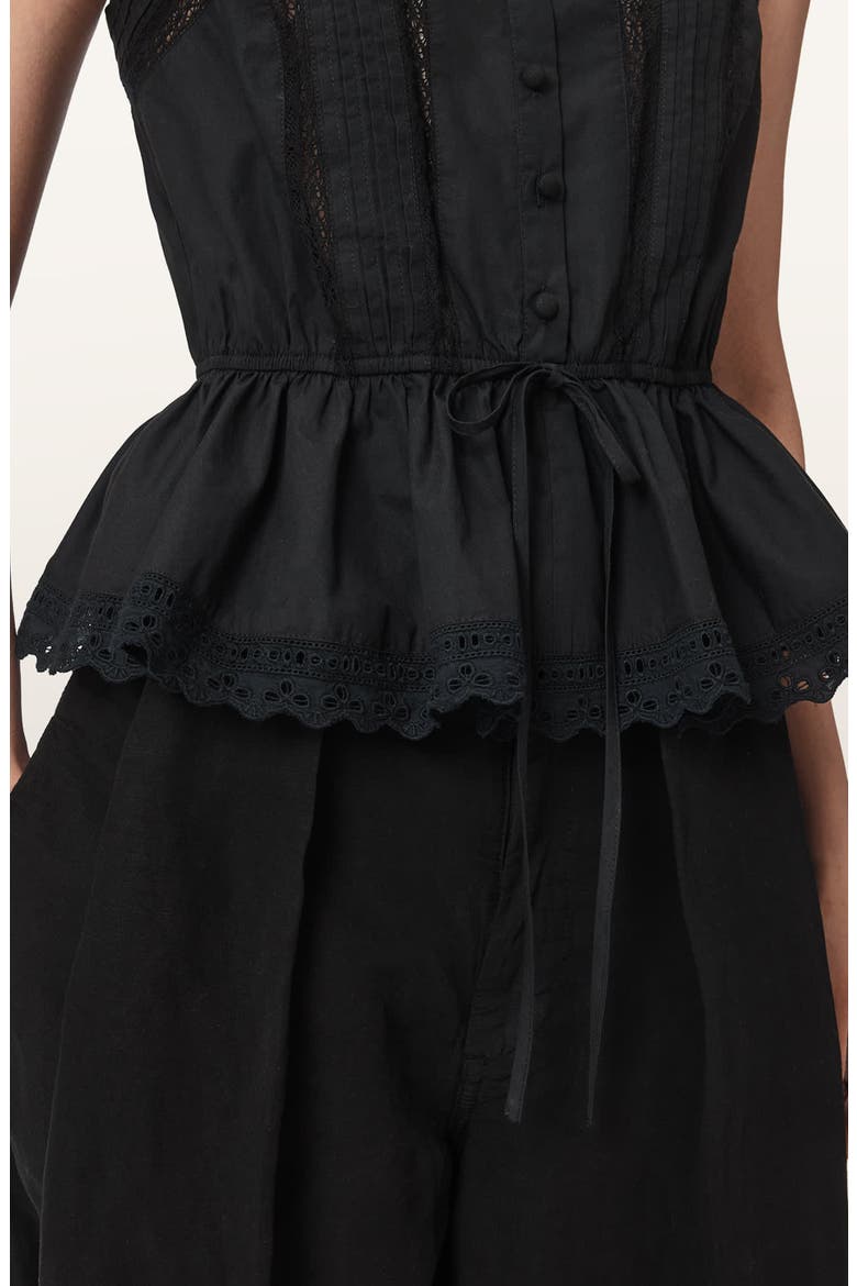 Gwen Peplum Cotton Top, Alternate, color, BLACK