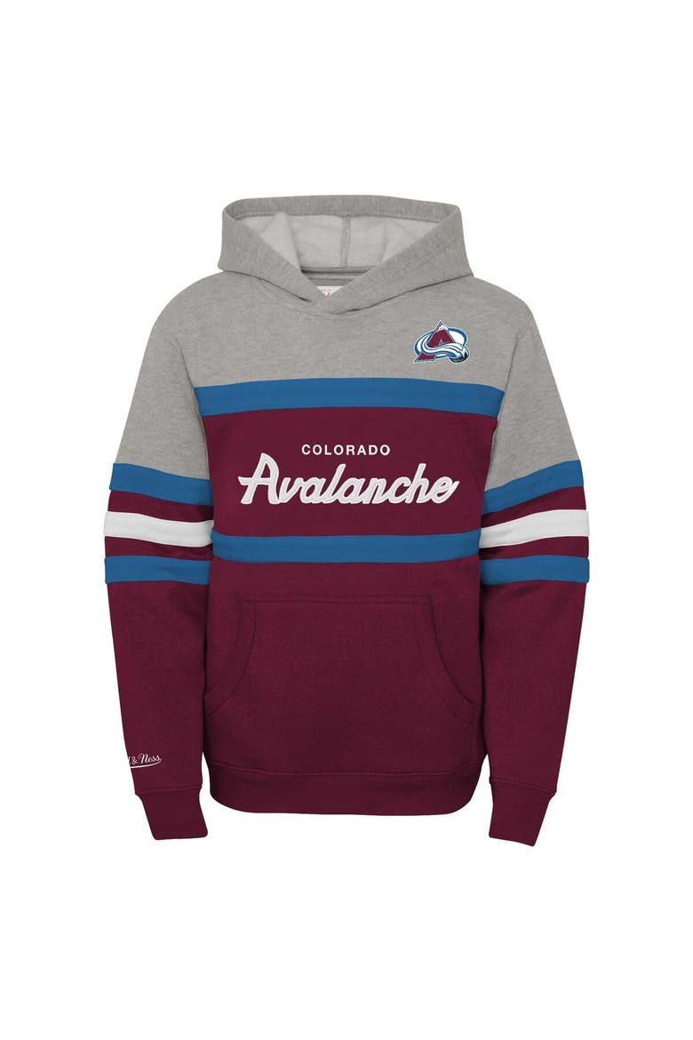 Youth Mitchell & Ness Burgundy Colorado Avalanche Head Coach Pullover Hoodie, Alternate, color, Burgundy