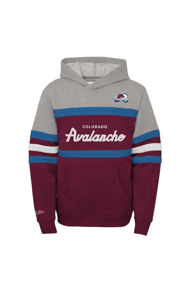 Mitchell & Ness Youth Mitchell & Ness Burgundy Colorado Avalanche Head Coach Pullover Hoodie, Alternate, color, Burgundy
