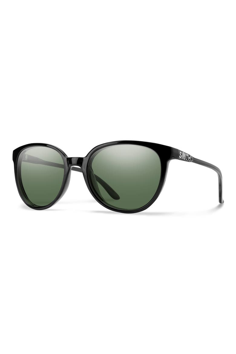 Cheetah 54mm Polarized Round Sunglasses, Alternate, color, BLACK / GRAY GREEN
