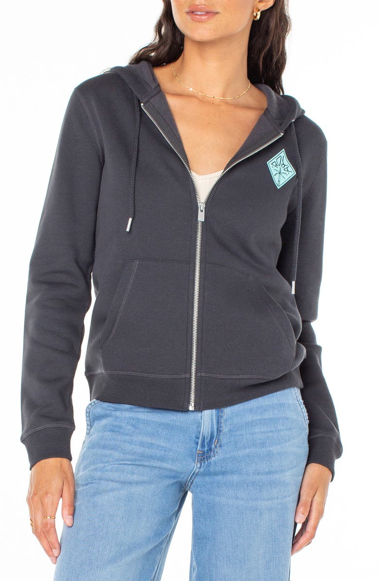 Roxy Evening Hike Fleece Zip Hoodie, Main, color, 