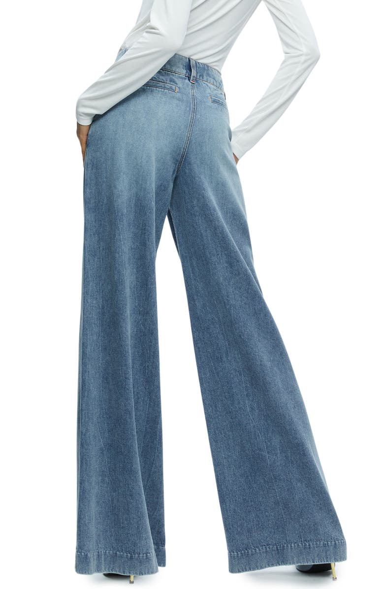 Alice + Olivia Eric Pleated Waist Wide Leg Jeans, Alternate, color, 