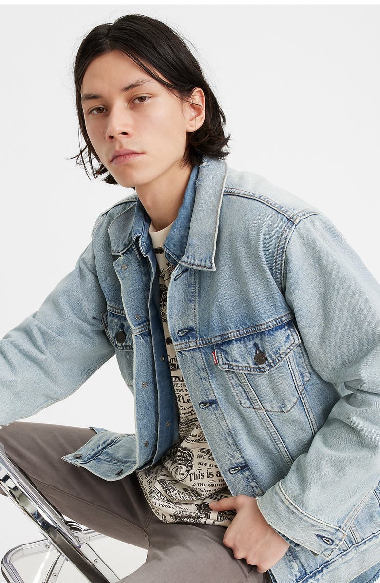 Levi's<sup>®</sup> Relaxed Fit Denim Trucker Jacket, Alternate, color, Huron Waves