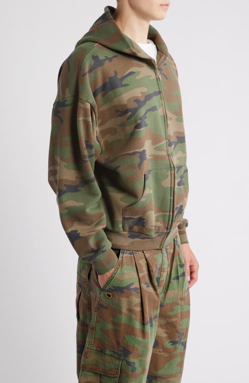 Elwood Camo Cotton Zip Hoodie In Green