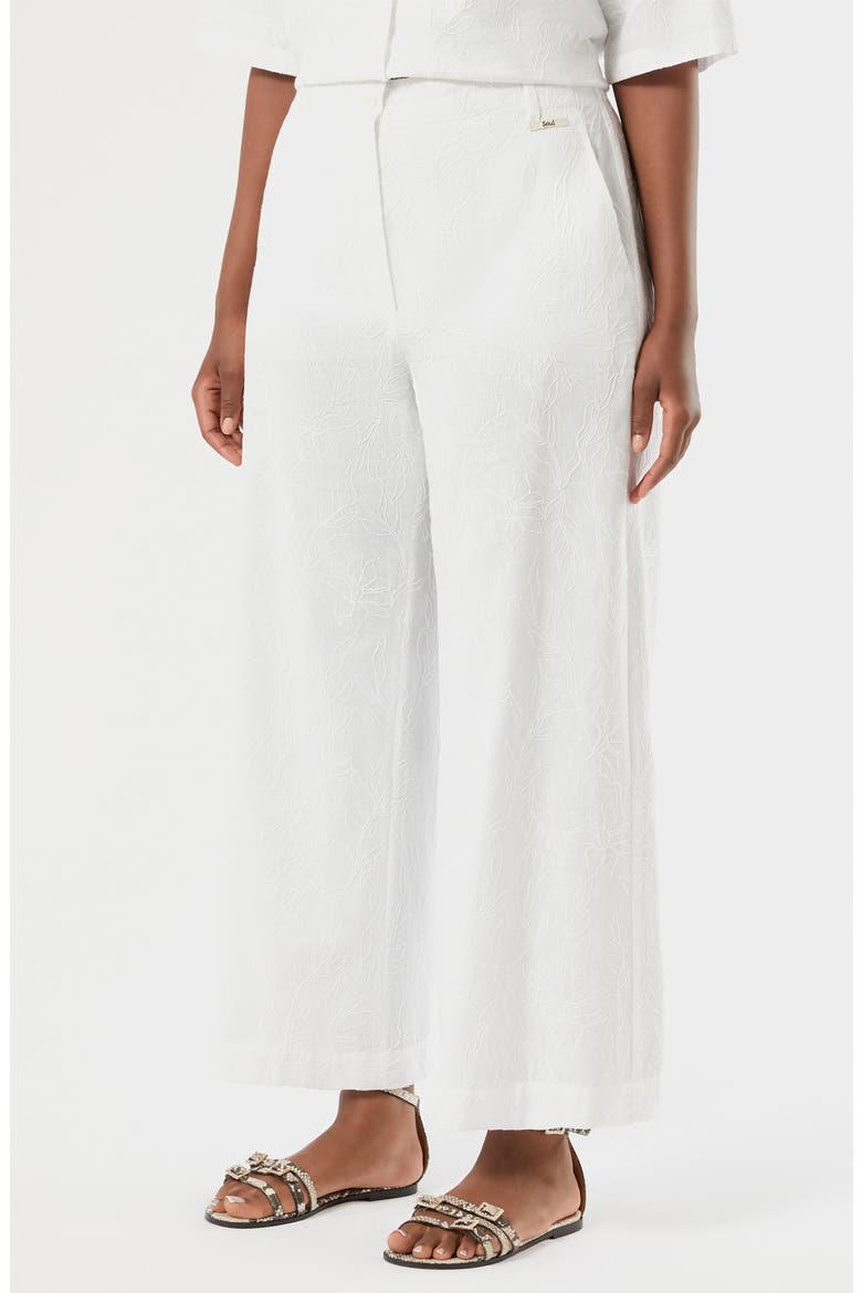 Vonirica Belted Linen & Cotton Wide Leg Pants, Main, color, OPTICAL WHITE