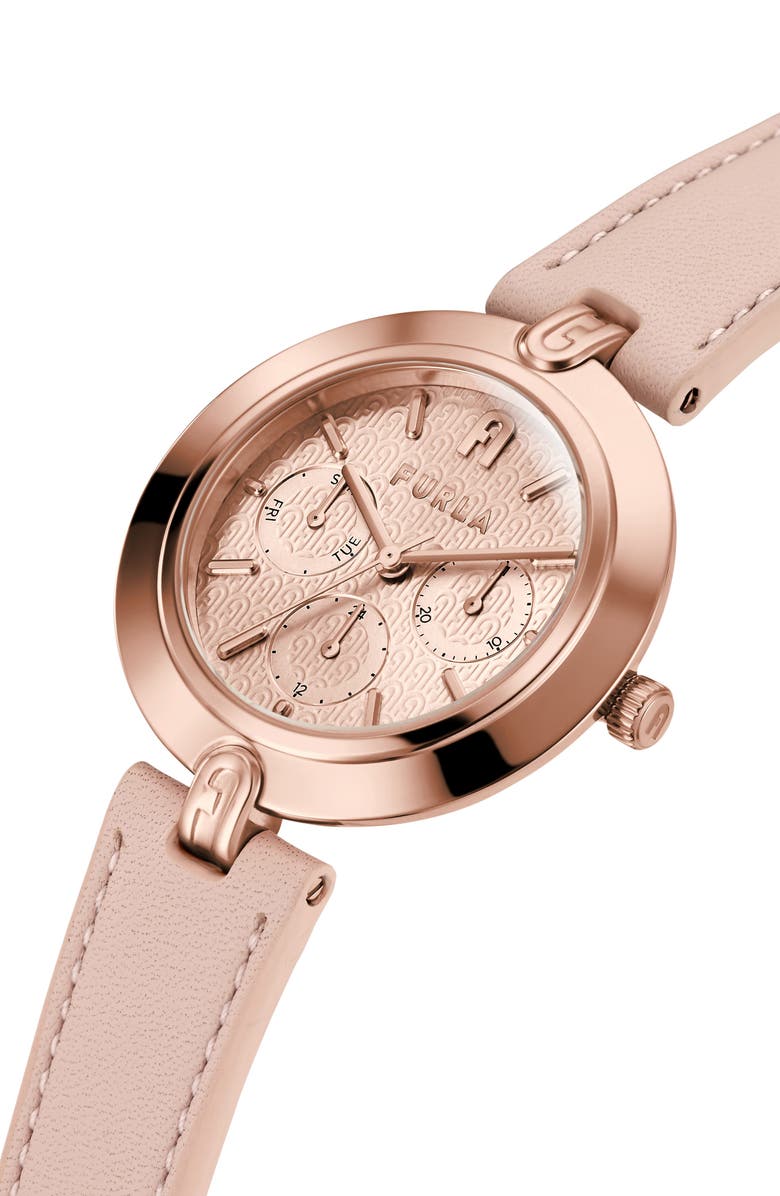 Furla Logo Links Leather Strap Watch, 36.5mm, Alternate, color,