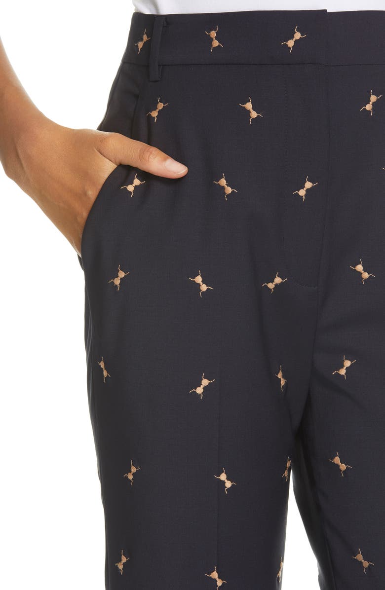Tibi Ant Embroidered Crop Flare Pants, Alternate, color, 