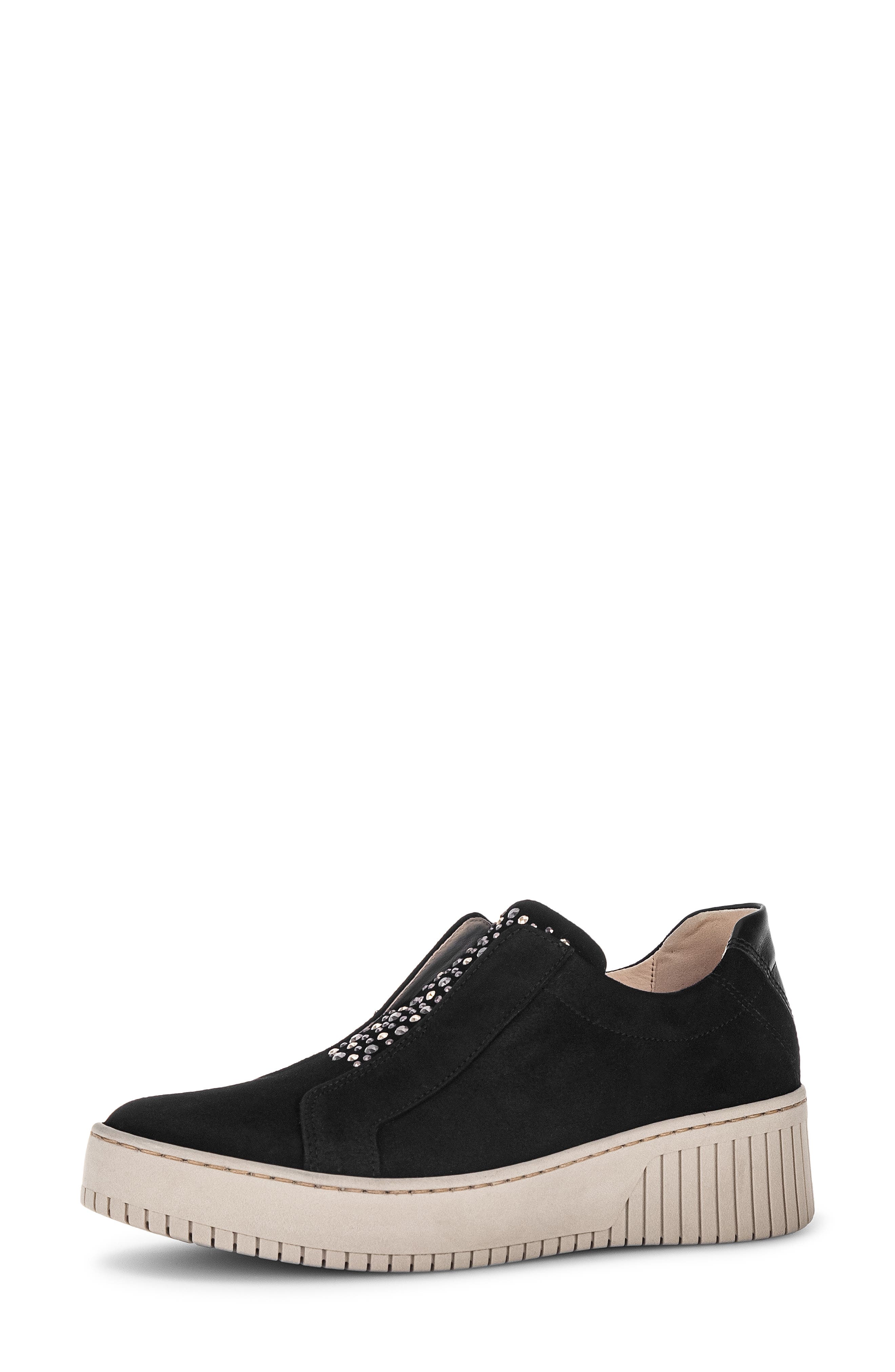 Gabor Crystal Studded Sneaker, Main, color, Black