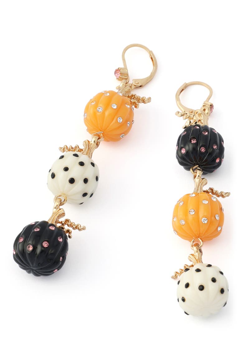 Pumpkin Linear Drop Earrings, Alternate, color, GOLD/ MULTI