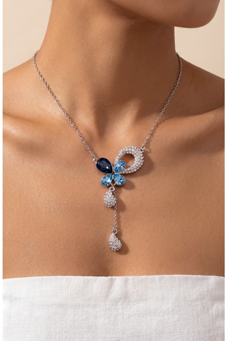 Teardrop Crystal Pendant Necklace, Alternate, color, Blue