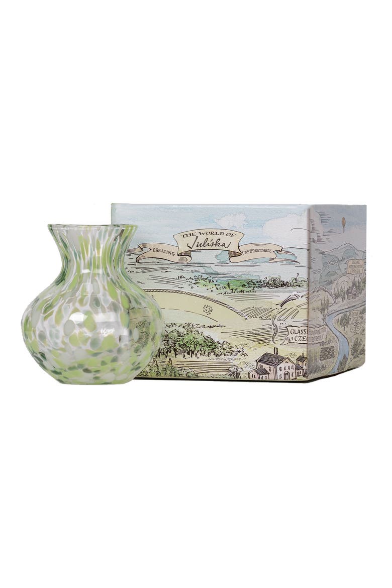 Puro 6-Inch Tortoiseshell Pattern Glass Vase, Alternate, color, GREEN