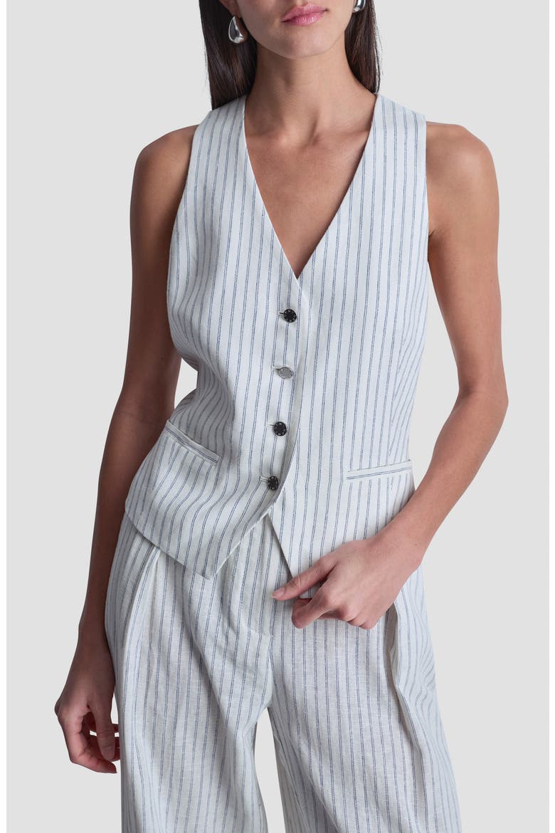 Stripe Linen Blend Vest, Main, color, IVORY/ADMIRAL