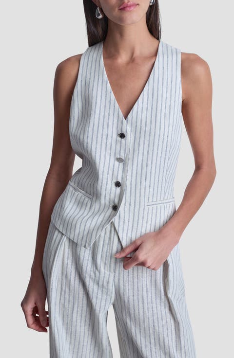 Stripe Linen Blend Vest