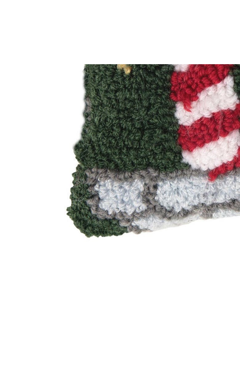 C&F Home Elf Legs in Chimney Hooked Small Petite Mini Christmas Accent Pillow 8" x 8", Alternate, color, Green