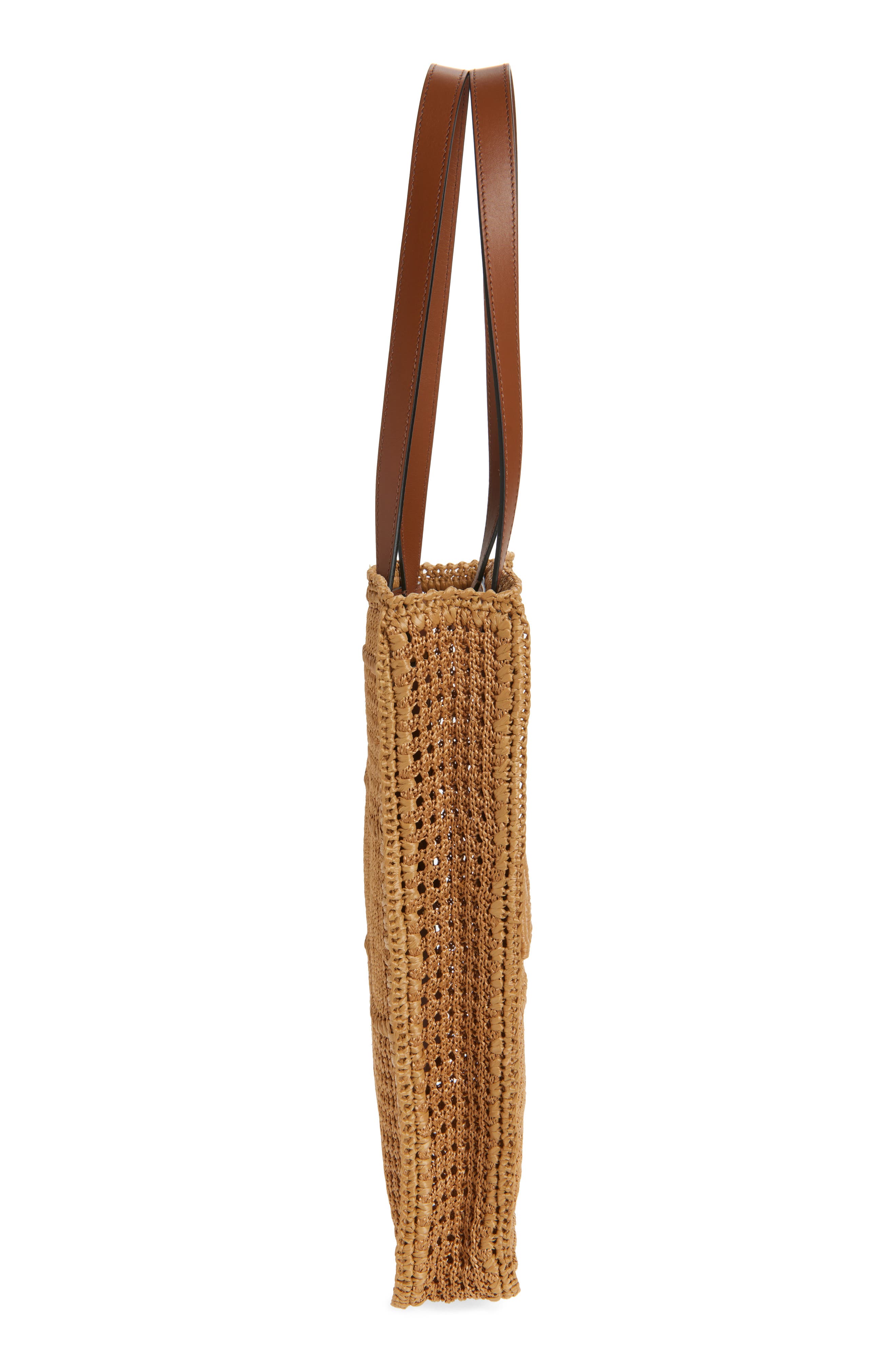 Moschino Logo Woven Shopper Tote, Alternate, color, Hide