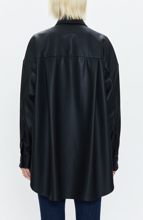 Pistola Rena Faux Leather Button-down Tunic In Slate Black