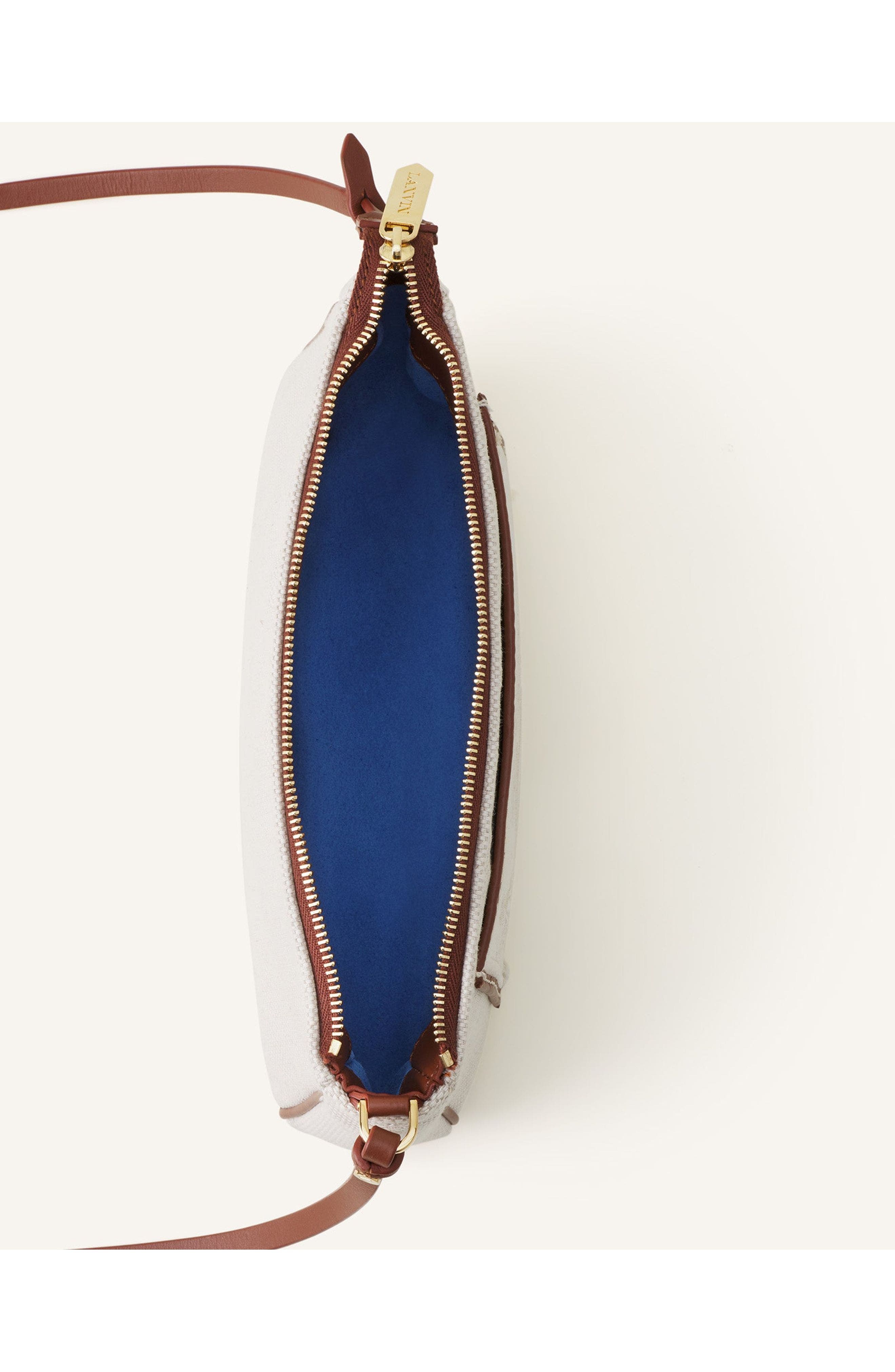 Lanvin Compagnon Small Zipped Sholder Bag In Canvas, Alternate, color, Ecru/Cognac