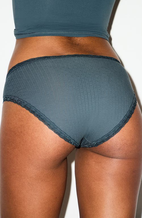 Skims Lightweight Stretch Cotton Pointelle Briefs In Gray