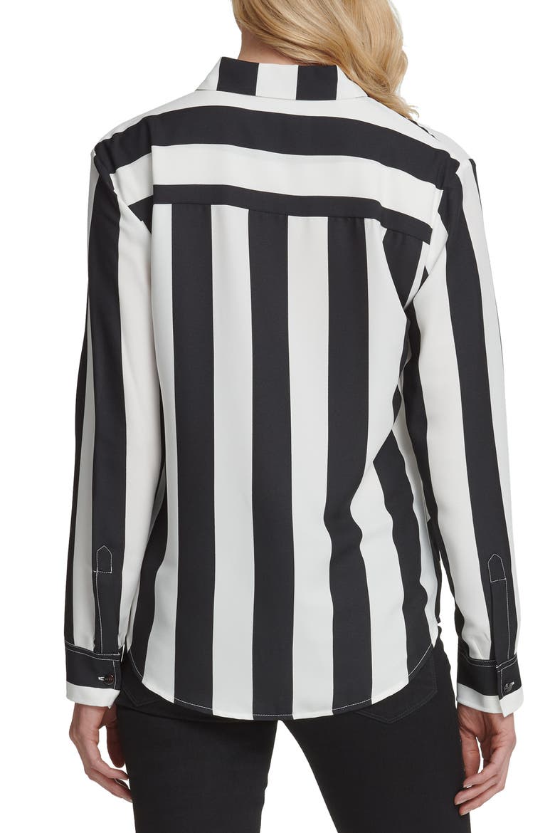 Stripe Blouse, Alternate, color, BLACK/ IVORY