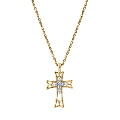 Tranquila 10K Gold Diamond Cross Pendant - 0.05 CT