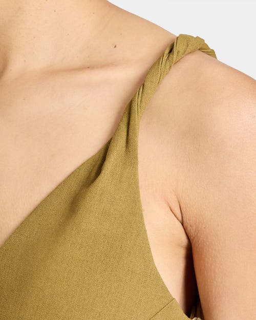 Santorelli Kourt Asymmetric Sleeveless Linen Blend Midi Billow Dress