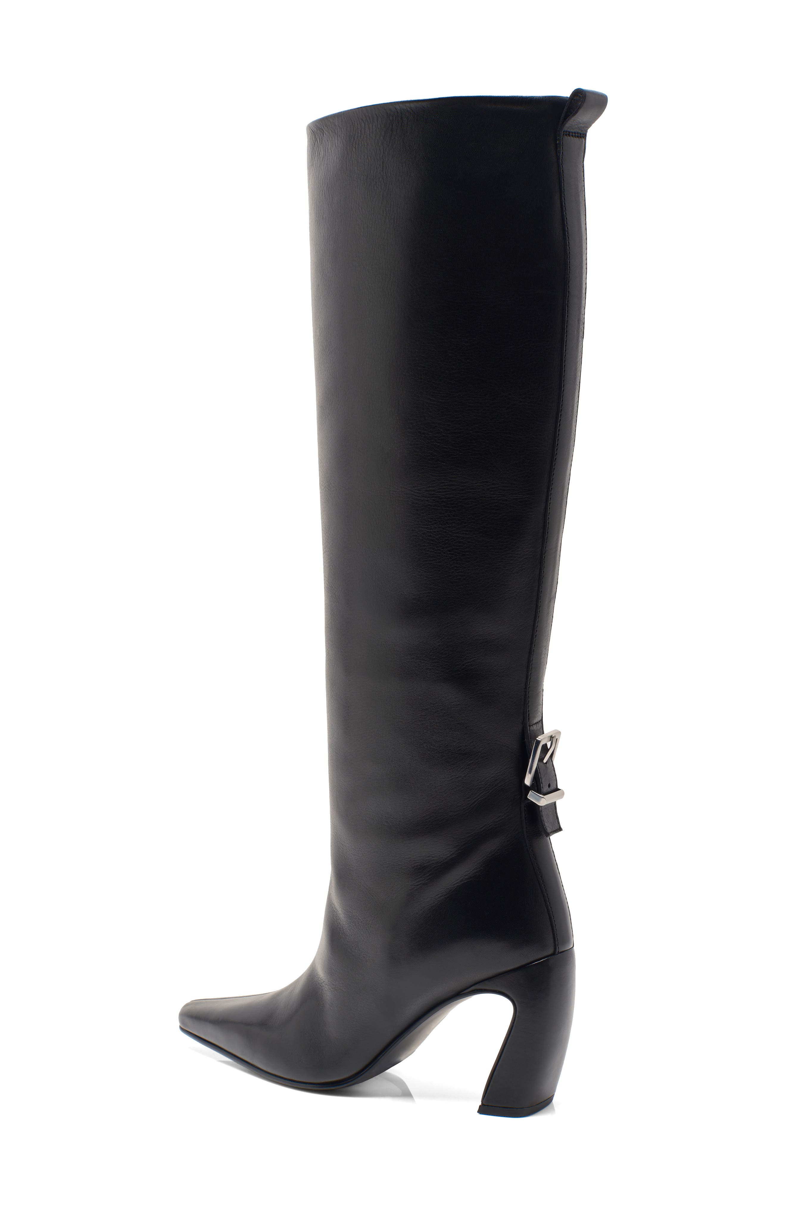 Free People Date Night Knee High Boot, Alternate, color, Black Leather