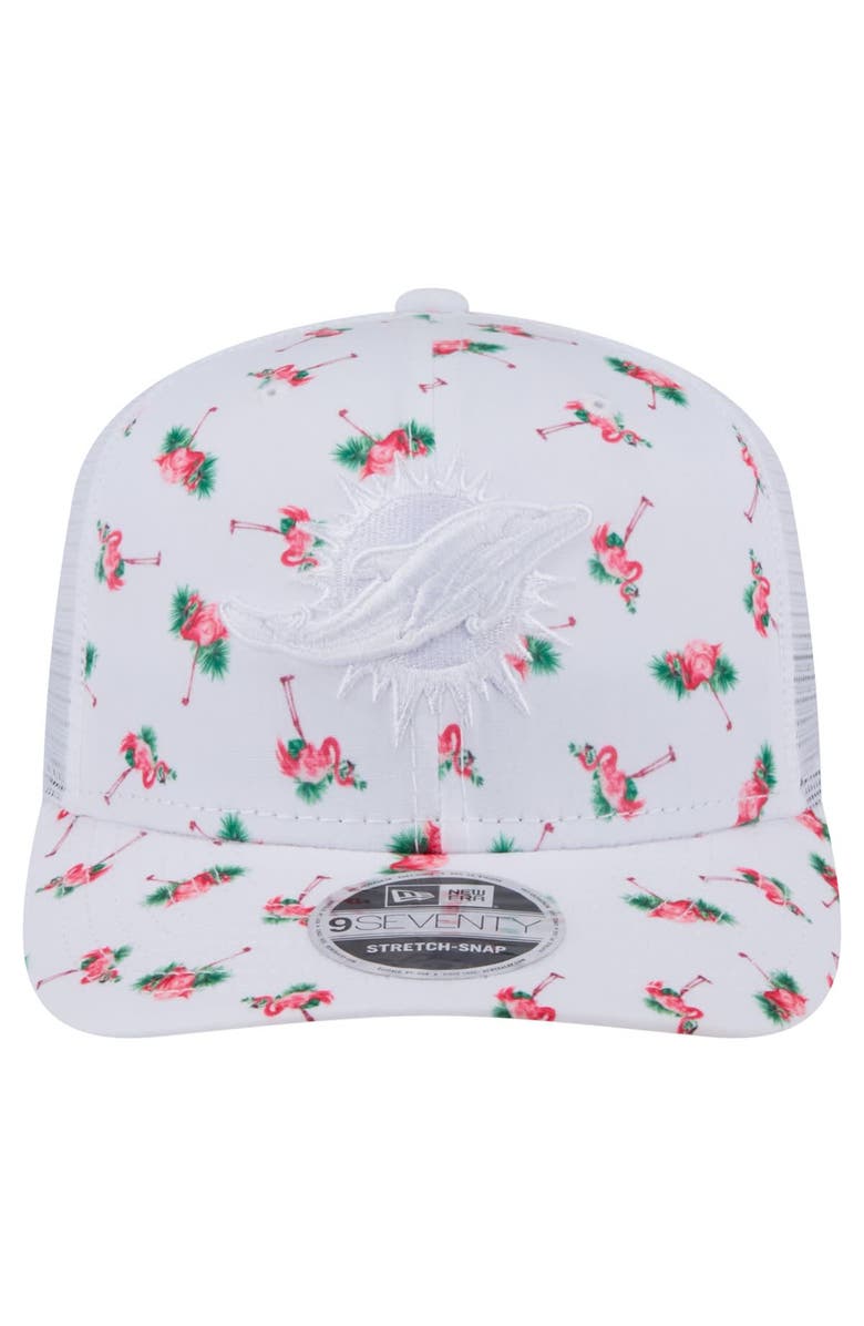 New Era Men's New Era White Miami Dolphins Adventure Flamingo Pattern 9SEVENTY Stretch-Snap Hat, Alternate, color, White