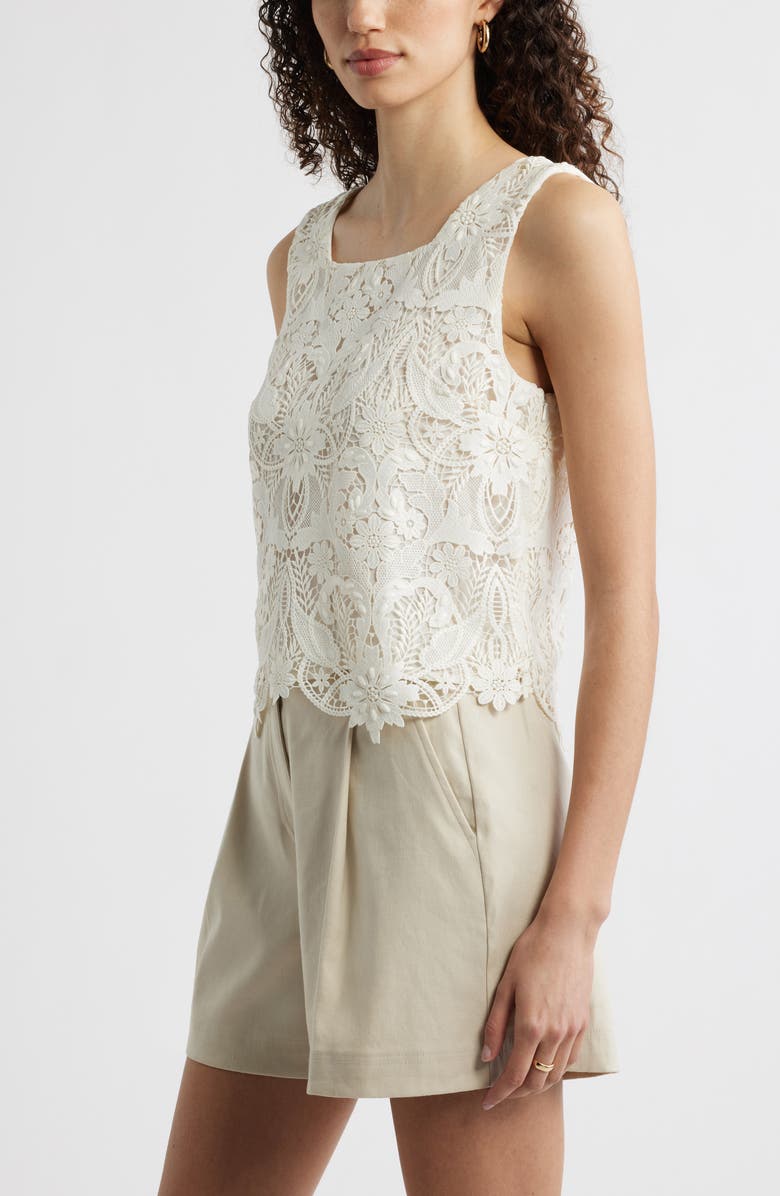 Nordstrom Floral Cutwork Lace Top, Alternate, color, White Coconut