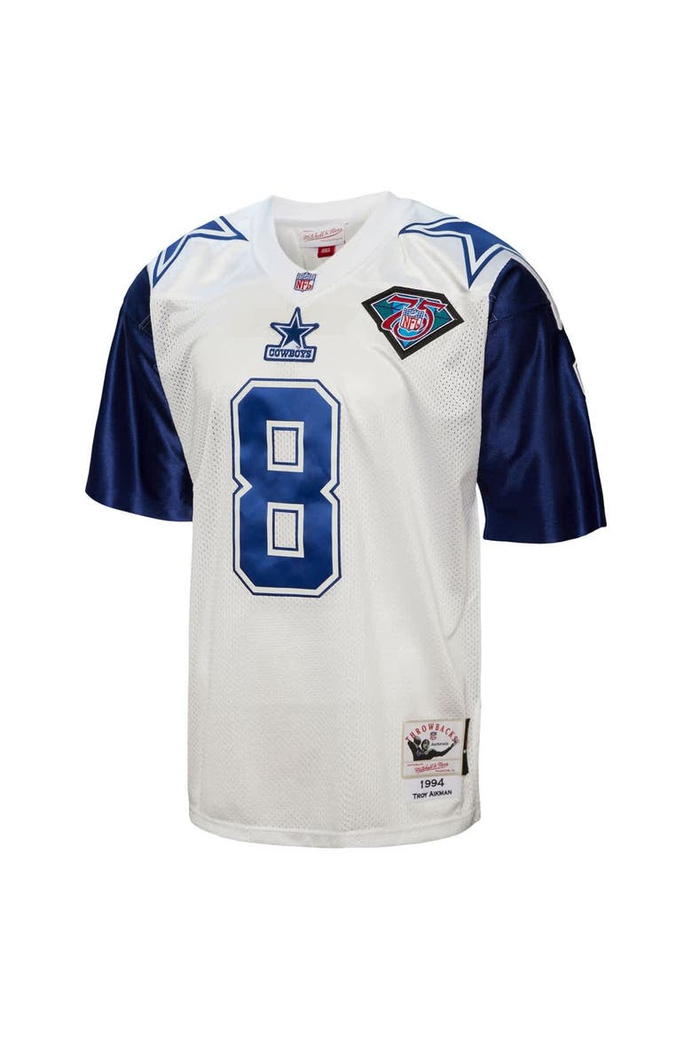 Men's Mitchell & Ness Troy Aikman White Dallas Cowboys 1994 Authentic Throwback Retired Player Jersey, Alternate, color, White