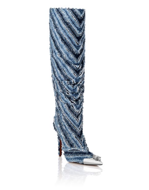 Mix Denim High Boots Hi-Heels Women