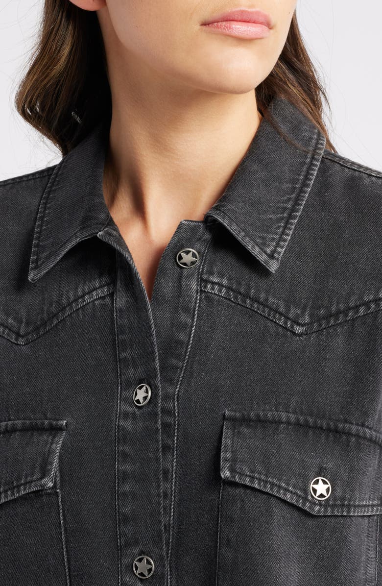 Rails August Cotton & Lyocell Western Button-Up Shirt, Alternate, color, Faded Black