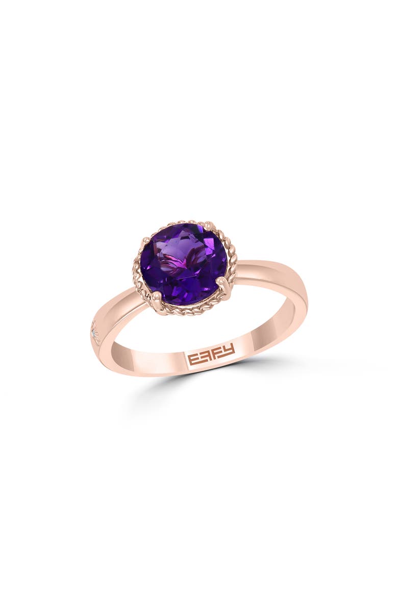 14K Rose Gold Amethyst & Diamond Ring, Main, color, PURPLE