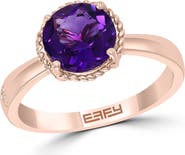EFFY 14K Rose Gold Amethyst & Diamond Ring