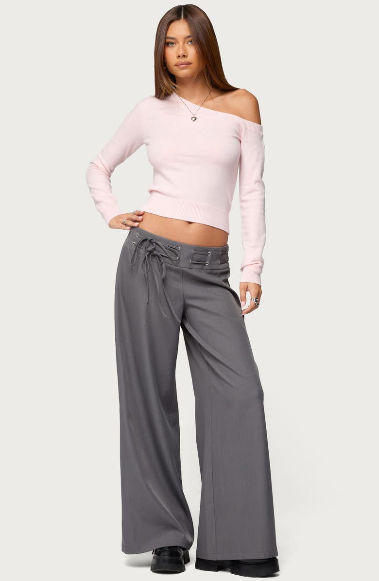 EDIKTED Mayson One-Shoulder Sweater, Alternate, color, Light-Pink