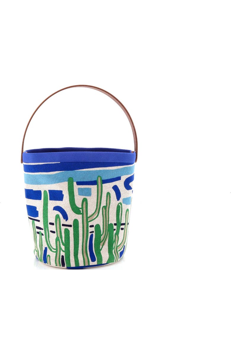 Pre-Owned Hermes Petit H Bucket Bag Printed Canvas, Alternate, color, Blue
