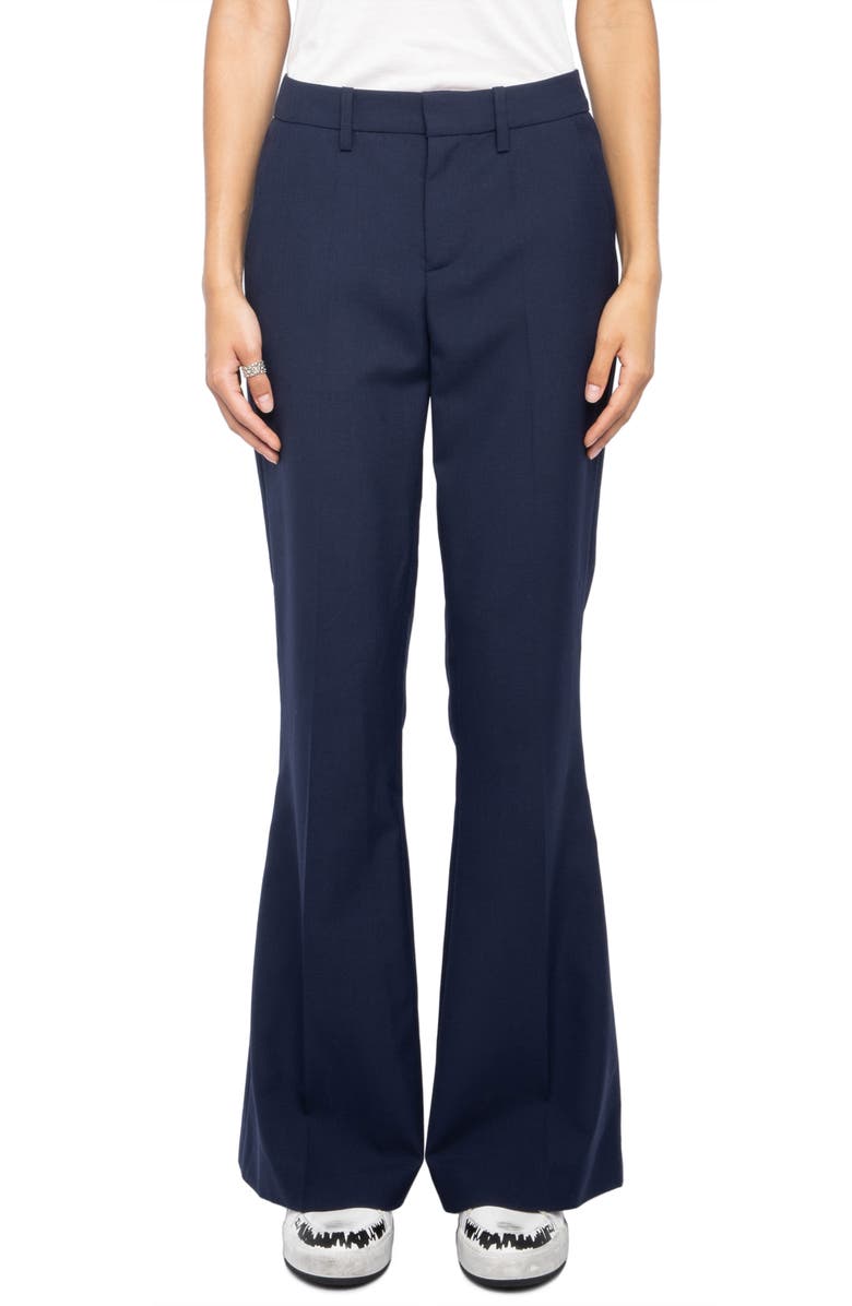 Zadig & Voltaire Prevy Tailleur Flare Leg Pants, Main, color, Blueberry