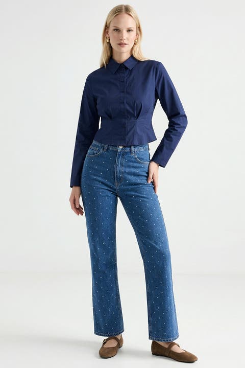 Lilyy High Waisted Wide Leg Denim Jeans