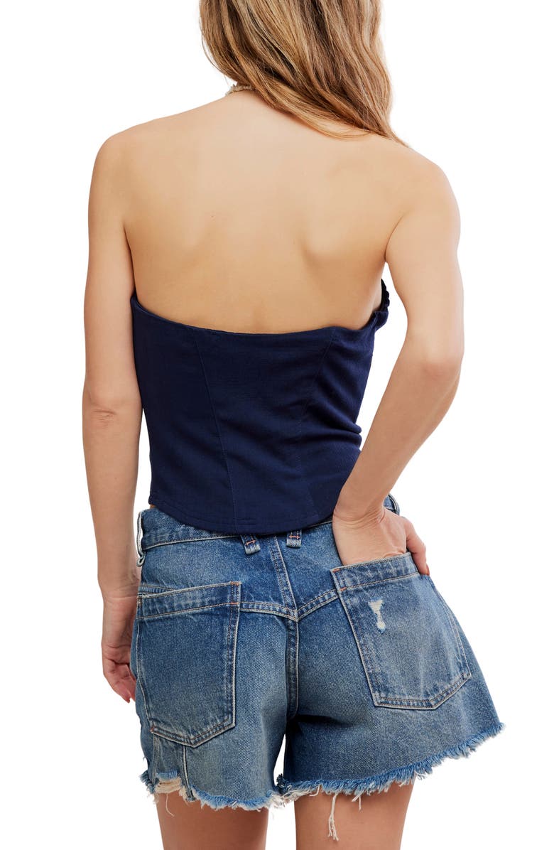 Free People Happy Hour Strapless Crop Top, Alternate, color, Deeper Iris