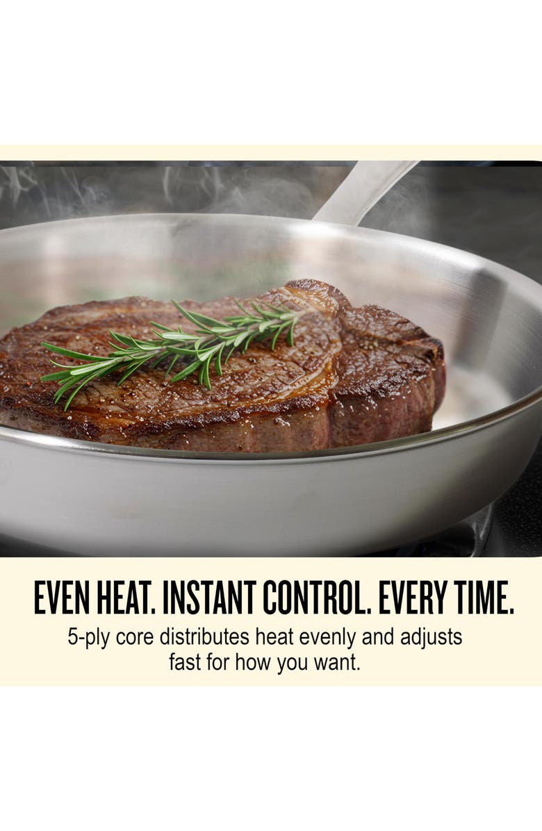 Alva Maestro 3-Piece 5-Ply Stainless Steel Frying Pan Cookware Set, Alternate, color, Silver