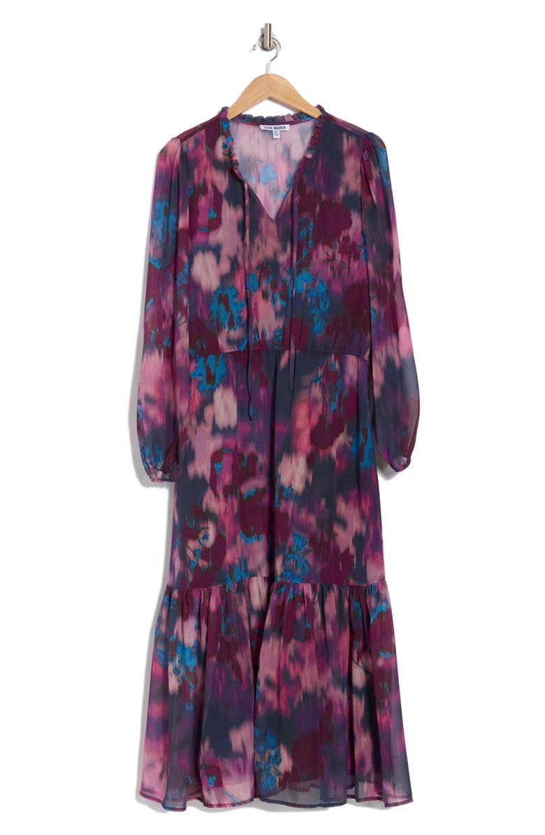 Steve Madden Lovey Long Sleeve Tiered Chiffon Maxi Dress, Alternate, color, 