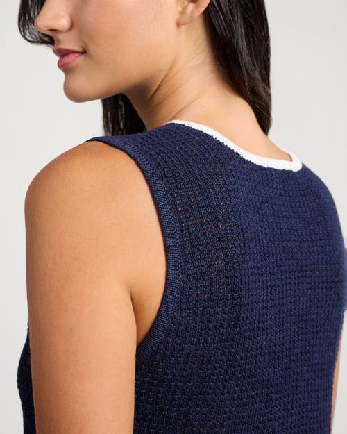 Onia Linen Knit Tie Front Tank Top In Blue