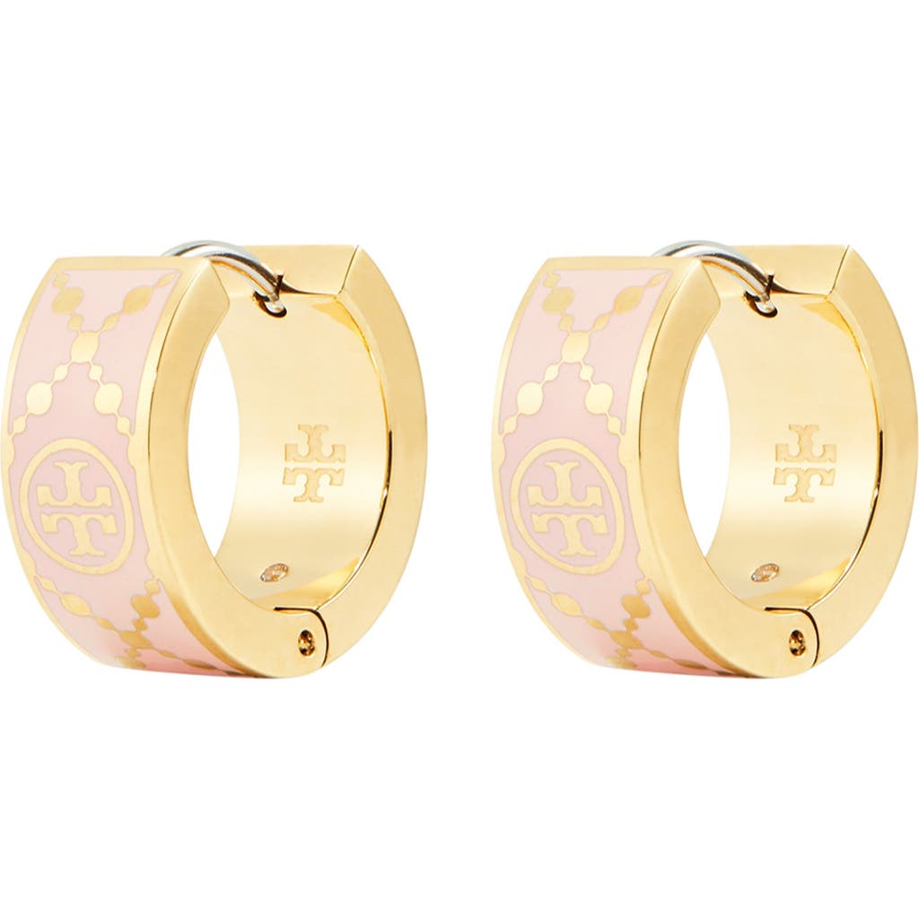 Tory Burch T-monogram Hoop Earrings In Multi