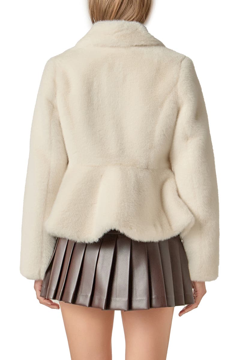 English Factory Peplum Faux Fur Coat, Alternate, color, Off White