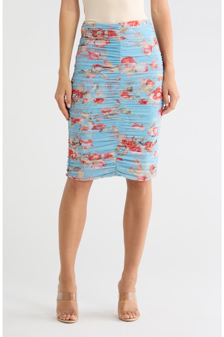 Isodora Mesh Midi Skirt, Main, color, LIGHT BLUE TAPESTRY FLORAL