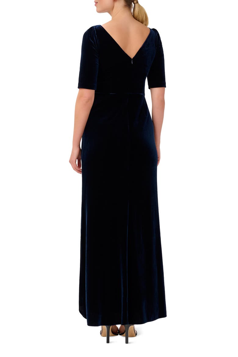 Ruched Velvet High-Low Gown, Alternate, color, MIDNIGHT