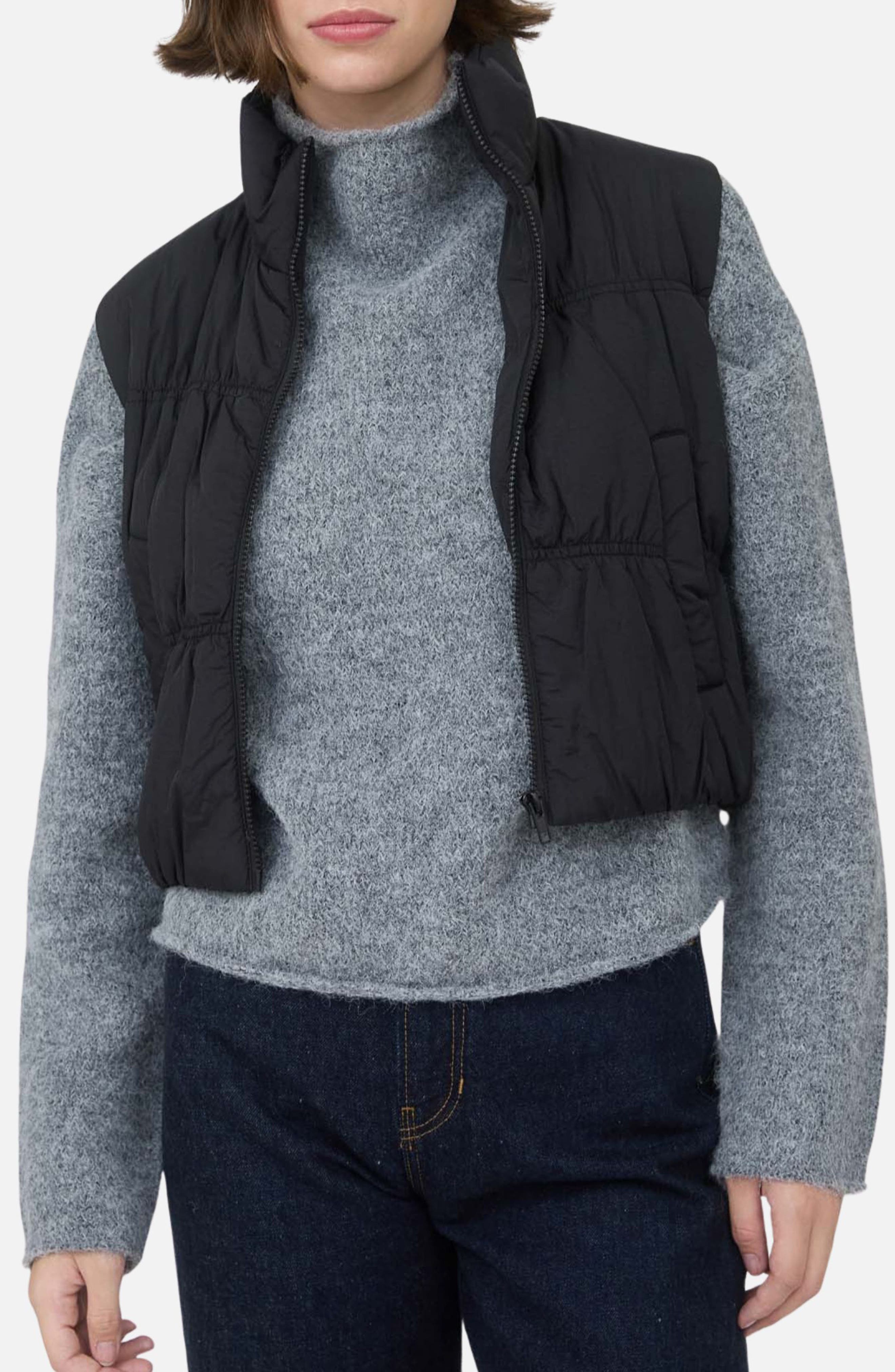Collared Water Repellent Cropped Puffer Vest